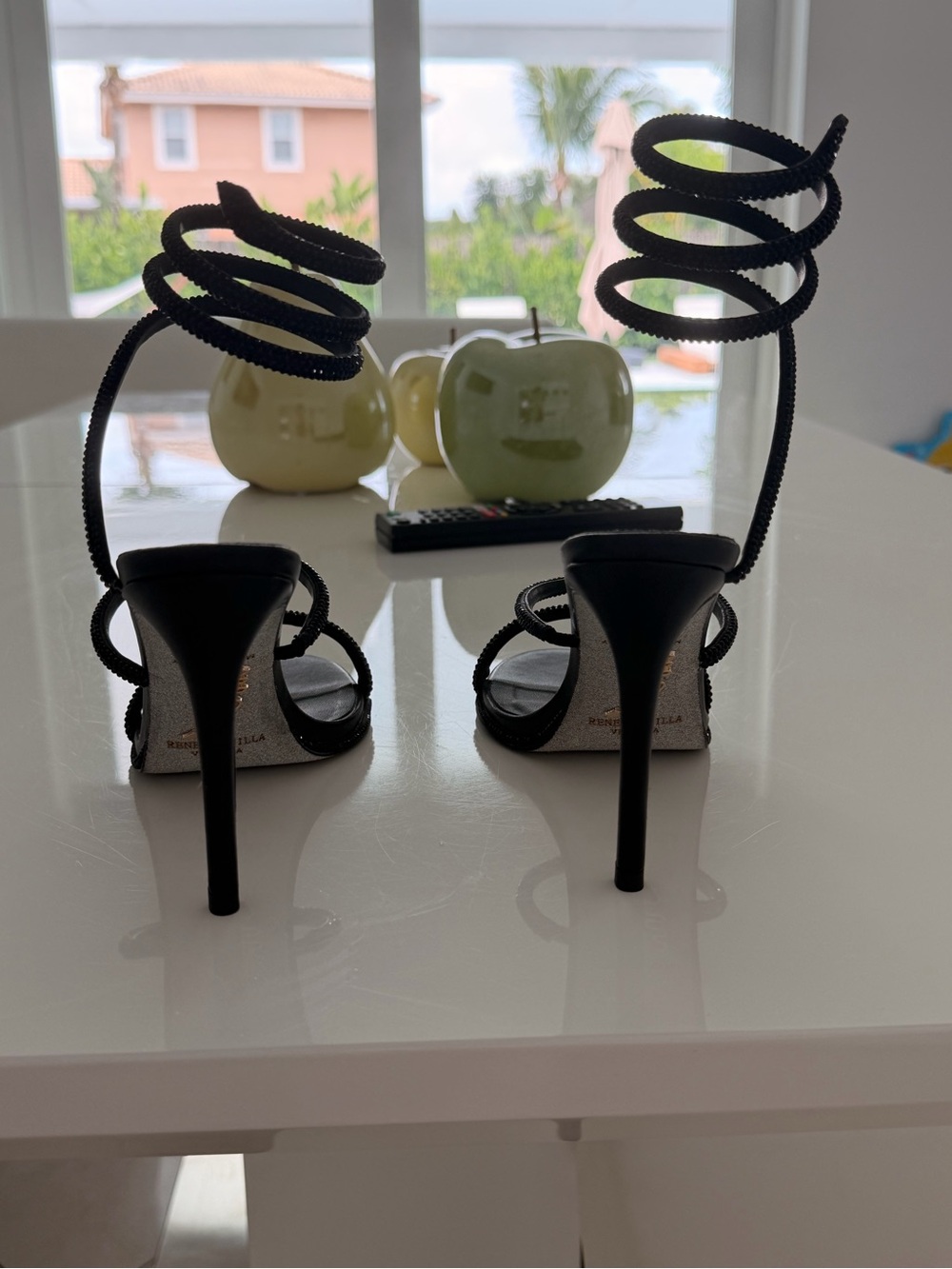 Rene Caovilla Black Spiral Wrap Sandals - Picture 4 of 5